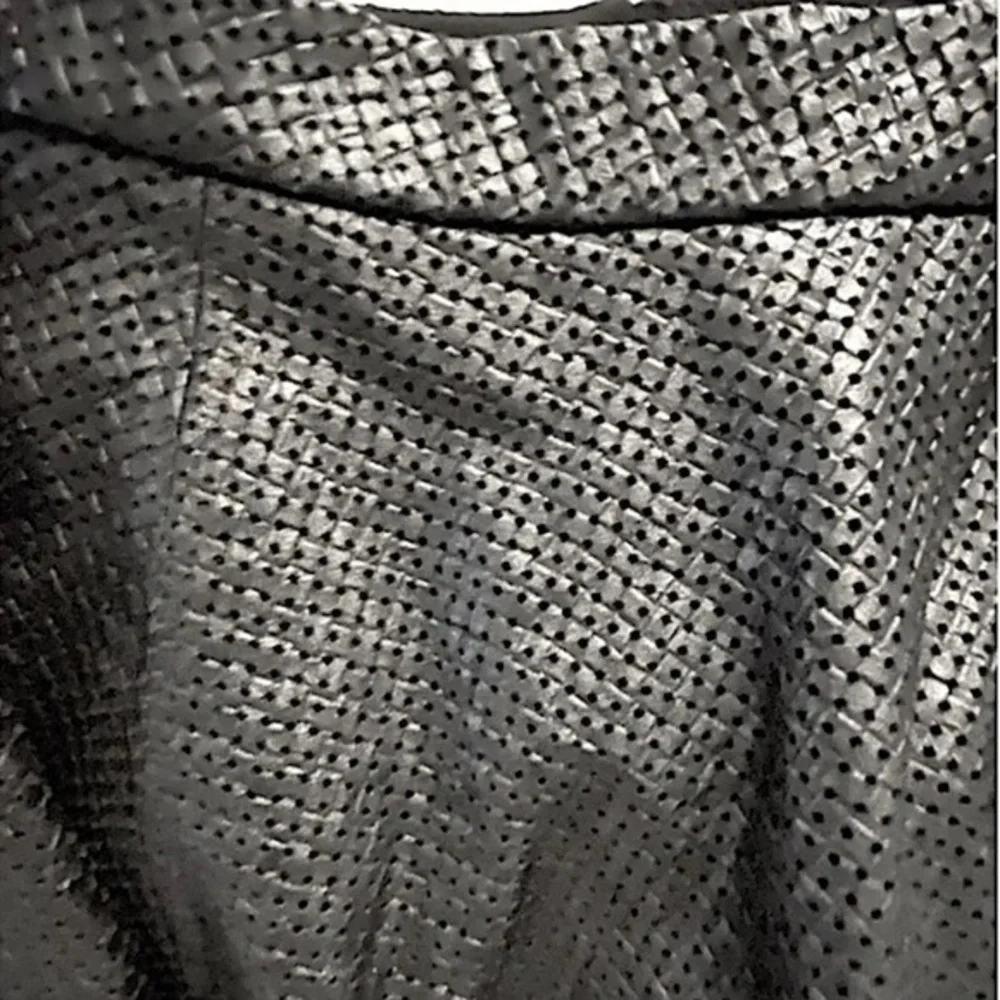 NWT Alice + Olivia Black Blaise Perforated Leather Lambskin Skirt 12